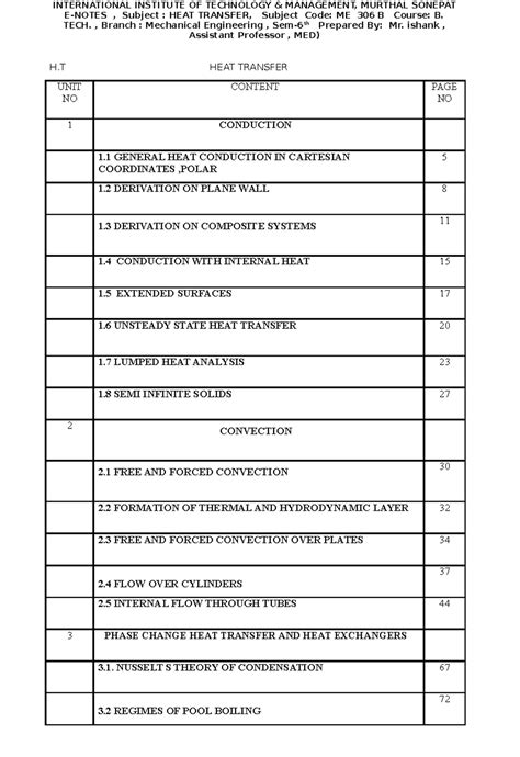 E-Notes on Heat Transfer for B.Tech ME 306 B, Sem-6th Study Guide - Studocu