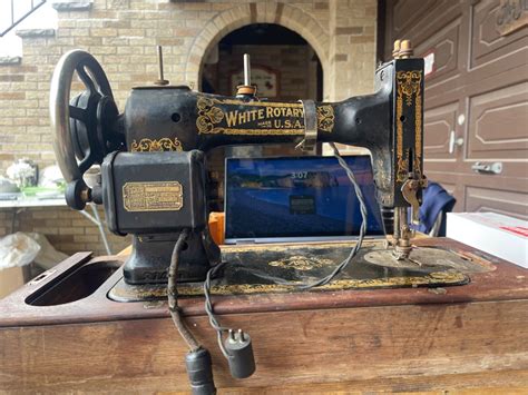 Antique White Rotary Sewing Machine | #4652356353