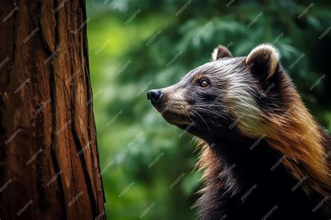 Premium AI Image | Fierce Vigilance Wolverine Looking Out for Prey