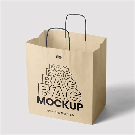 Free Standing Big Paper Bag Mockup - mockupbee