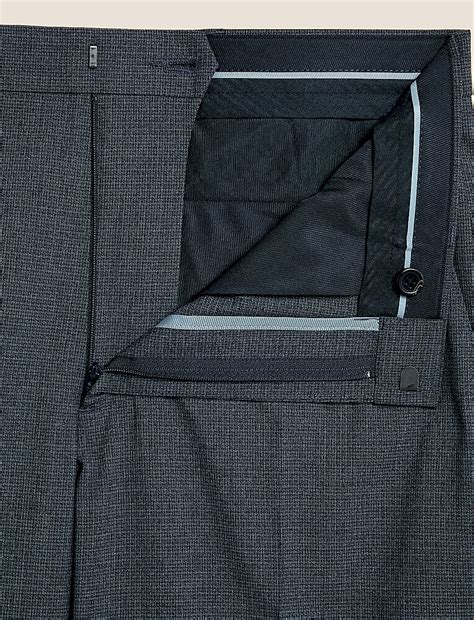 Buy Regular Fit Texture Stretch Trousers at Marks & Spencer