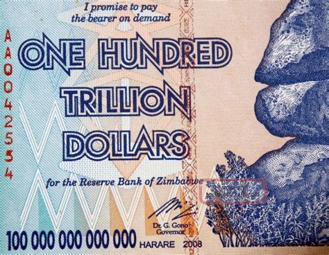 Zimbabwe one hundred trillion dollar bill