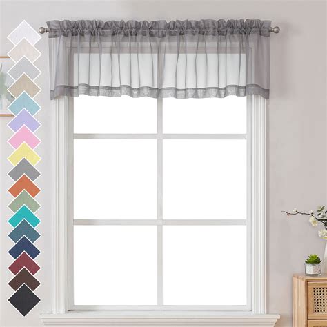 OVZME Sheer Window Valance Curtains, Light Filtering Kitchen Valances Windows Treatment Small ...