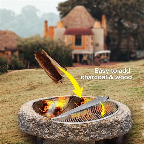 Buy Lineslife Stainless Steel Round Fire Pit Grate, Heavy Duty Folding ...