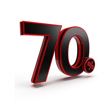 3d number 70 percentage red black, sale discount, sale promo 21451494 PNG