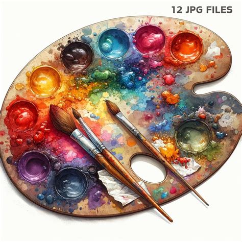 Painter's Palette Clipart for Digital Crafting & Scrapbook Ephemera ...
