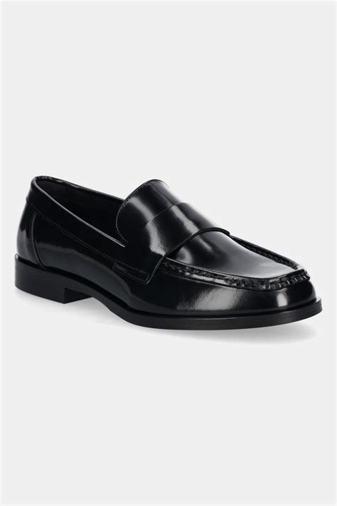 Calvin Klein mokasyny skórzane MOC LOAFER - BRUSH L damskie kolor ...
