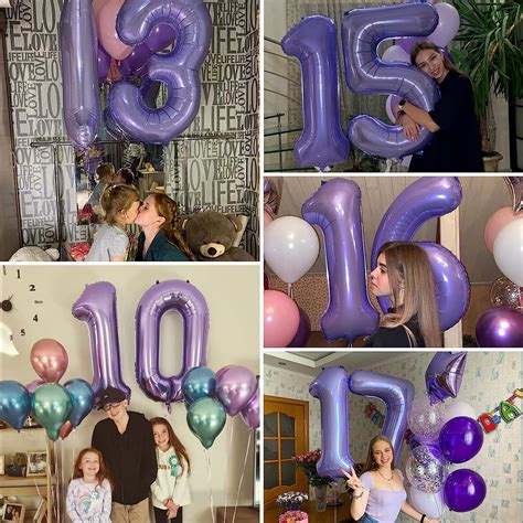 Buy 40 Inch Number Balloons 10, Purple Helium Foil Number 10 Balloons ...