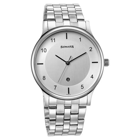 Buy Online Sonata Quartz Analog with Date Silver Dial Watch for Men ...