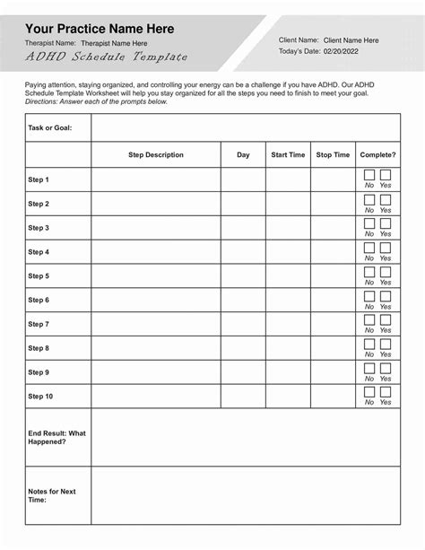 Printable Adhd Worksheets