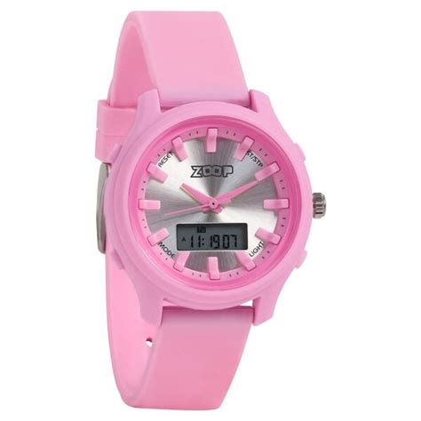 Buy Online Zoop Ana-Digi Watch with Silver Dial & Pink Strap for Girls ...
