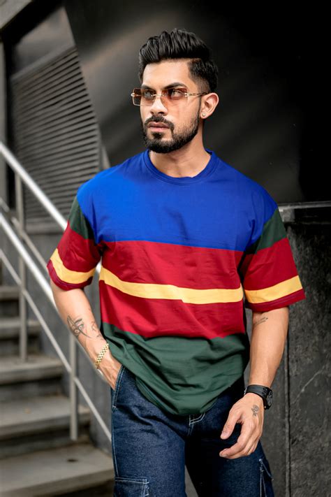 Gritstones Multi Color Block Oversized T-Shirt