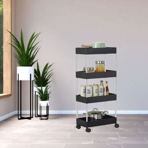 Prizam 4 layer Plastic Kitchen Trolly (BLACK) home and kitchen drawer ...