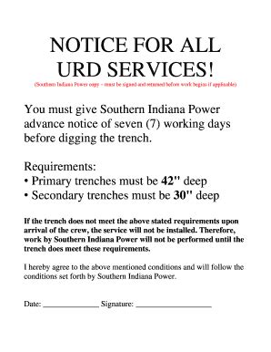 Fillable Online Underground Service Form - Southern Indiana Power Fax ...