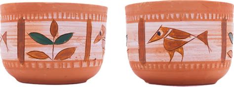 mritcraft 4 inch Teracotta Clay Round Gardening Flower Pots Planter ...