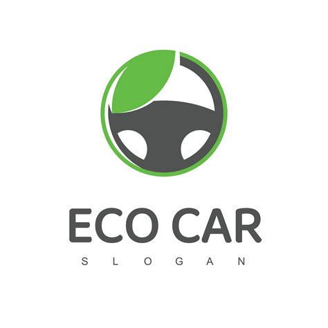 Eco Car Logo Design Template, Low Emission Car Logo With Green Steering Wheel Icon 19861574 ...