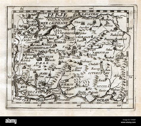 Antique Map of Middle East Persia by Pierre Duval, published in Paris, 1682 Stock Photo - Alamy