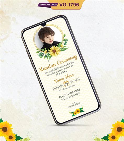 Mundan Ceremony Invitation Templates | Cute Floral E-Invite for Boy's