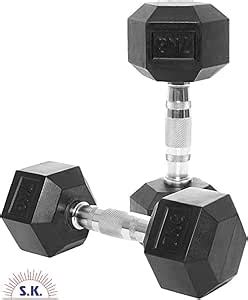 Buy TTC Fitness Hexagonal Dumbbell pair, Rubber Coated Steel Dumbbells ...