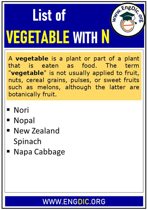 List of Vegetables That Start With N - EngDic