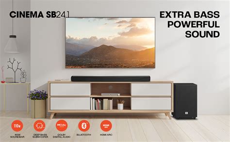 JBL Cinema SB241, Dolby Digital Soundbar with Wired Subwoofer for Extra ...