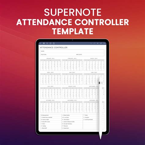 Supernote Attendance Controller Template Planner Template – CreativeRino
