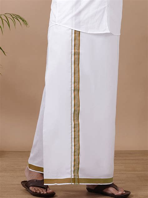 Mens Silver Fancy Border Single Dhoti WSF02