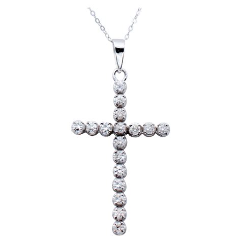 14 Karat White Gold Diamond Cross Pendant Necklace at 1stDibs | diamond ...