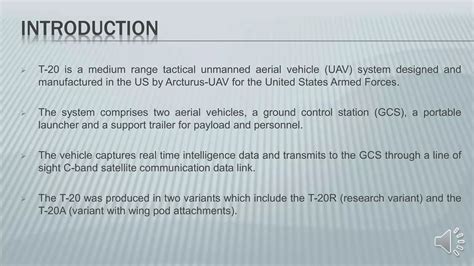 Arcturus T- 20, USA - Unmanned Air Vehicle (uav) | PPTX