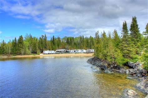 Trailers at the campsites at Lake Nipigon, Ontario, Canada image - Free ...