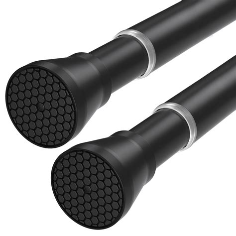 Black Tension Rods for Windows 28 to 48 Inch 2 Pack Spring Curtain Rod ...