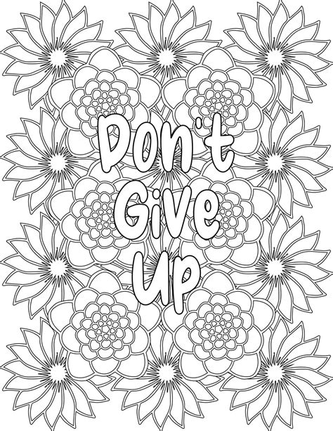 Premium Vector | Motivational coloring sheet floral coloring pages for ...