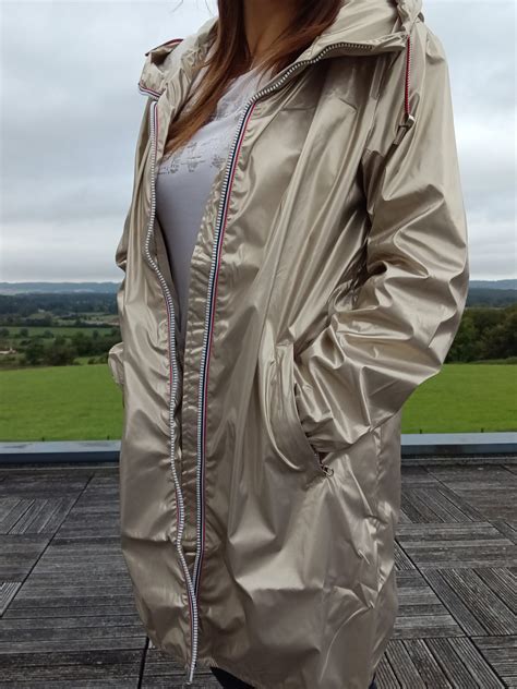 Laura Jo - Parka manteau doré imperméable long fine doublure