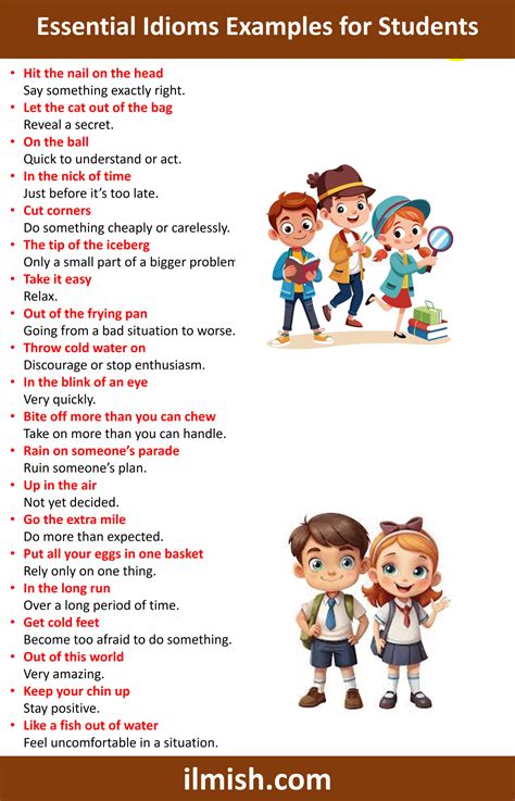 Idioms Examples for Students in English with Pictures - ilmish