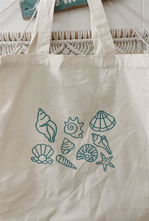 Seashell Tote Bag - Etsy | Handpainted tote bags, Painted tote, Ocean ...
