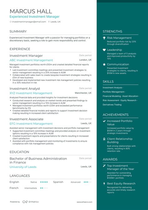 8 Investment Manager Resume Examples & Guide for 2023