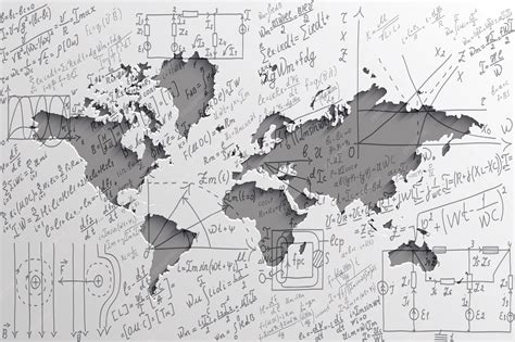 Premium Vector | Mathematical equations and formulas on the background map of the world