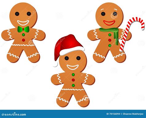 Gingerbread Man Clipart Set Stock Photo - Illustration of cookie ...