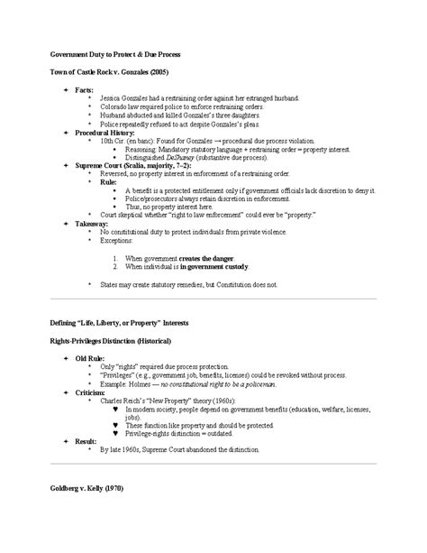 Con Law 9:18 - Due Process Analysis: Castle Rock v. Gonzales (2005 ...