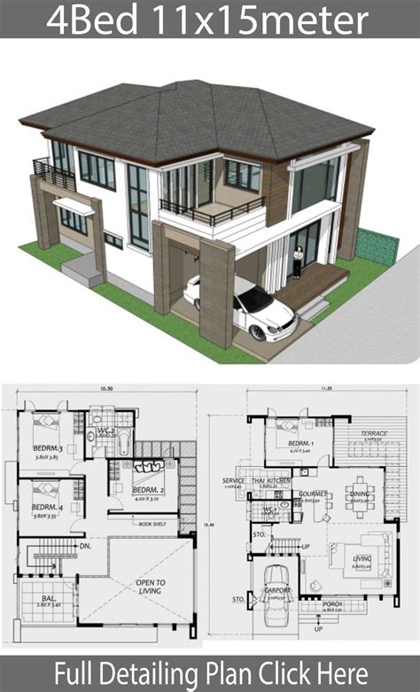 20 Modern House Floor Plan 2 Storey | Duplex house plans, Modern house ...