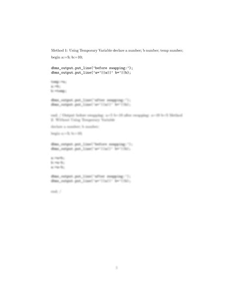 Image result for Write a PL SQL Code to Swap of Two Numbers