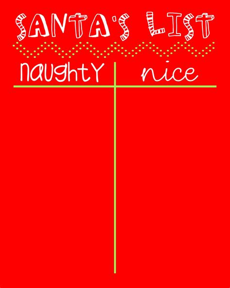 Santa Naughty And Nice List Printable