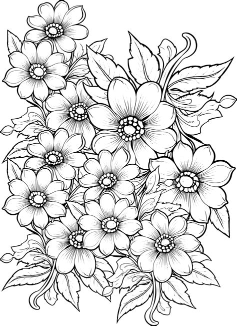 Aesthetic Coloring Pages Flowers - King Printables