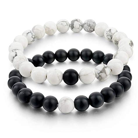 beads bracelet black and white