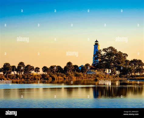 St. Marks Lighthouse at sunset, St. Marks National Wildlife Refuge ...