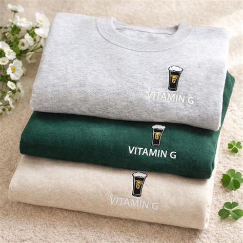 Embroidered Vitamin G Guinness Sweatshirt, Funny Beer Shirt, Irish Gift ...
