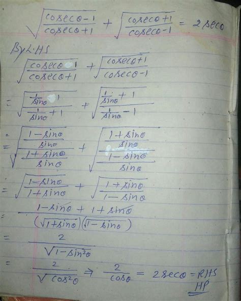 whole root cosectheta-1/cosectheta+1 + whole root cosectheta+1 ...
