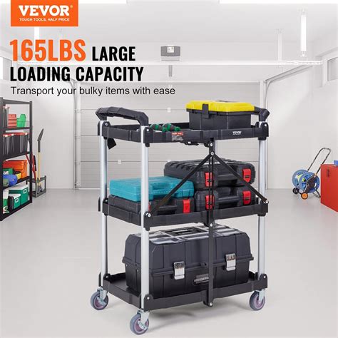 VEVOR Foldable Utility Service Cart, 3 Shelf 165LBS | Ubuy India