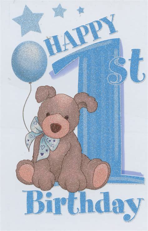 Happy 1st Birthday - Boy - Card and envelope – The Crafty Bear Shop