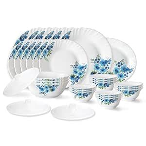 Larah by Borosil Pansy Fluted Series Opalware Dinner Set | 31 Pieces ...
